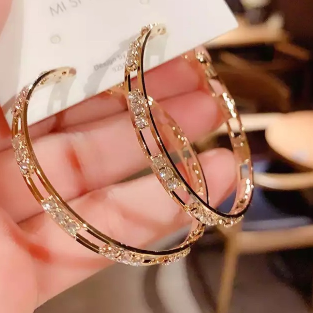 New 18k gold plated diamond earrings